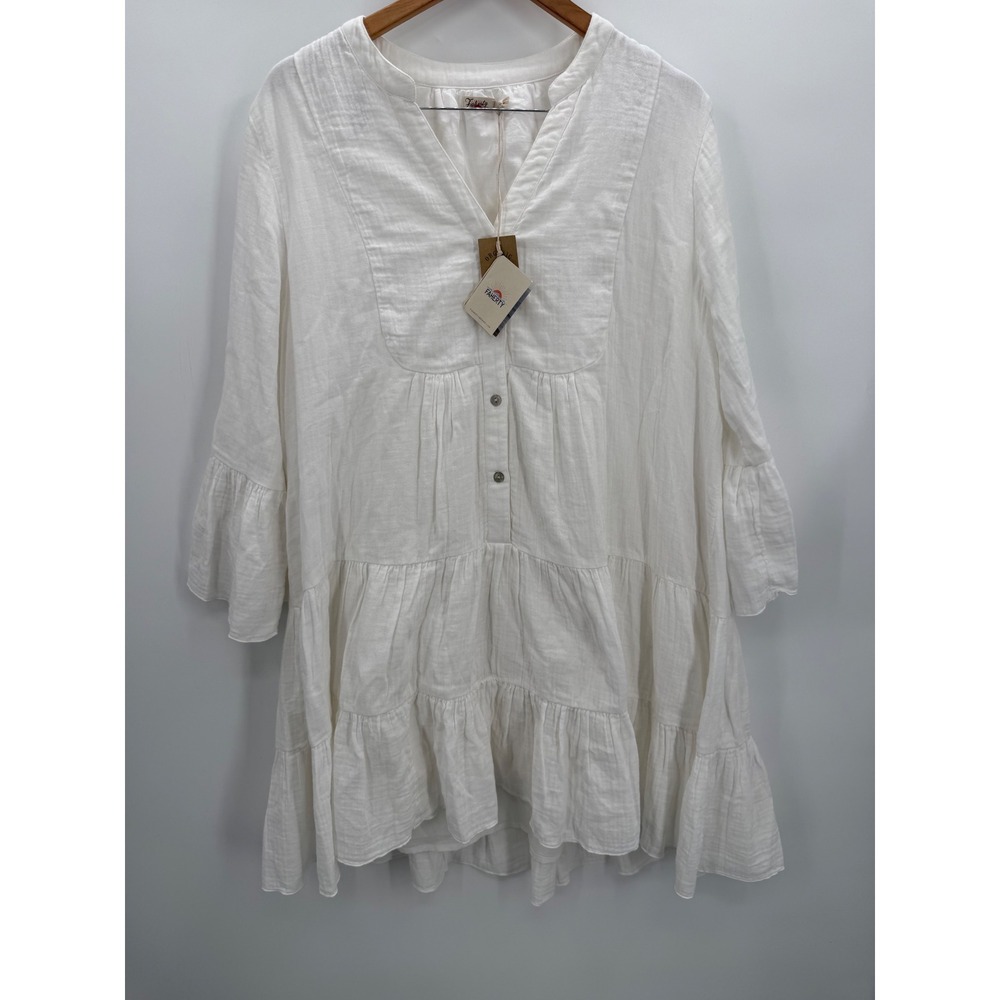 Faherty Womens Dune Cotton Gauze Kasey Dress White L Organic Cotton New - Picture 2 of 10